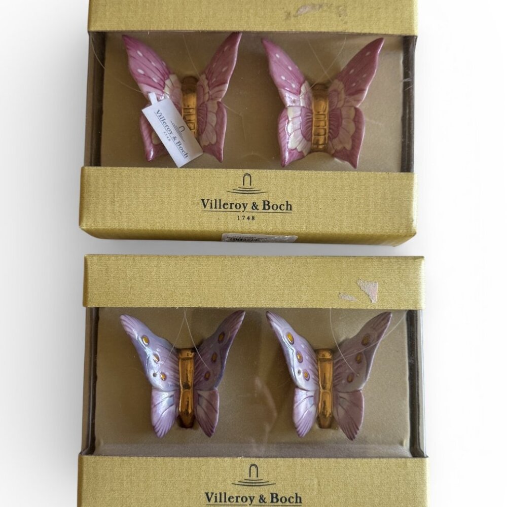 Villeroy & Boch  butterfly Ornaments Porcelain Hand Painted Hanging Decor Spring